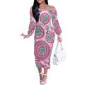 Hereditary Breast Cancer Awareness Australia Indigenous Off The Shoulder Long Sleeve Dress Previvor - Aussie Hoodie