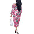 Hereditary Breast Cancer Awareness Australia Indigenous Off The Shoulder Long Sleeve Dress Previvor - Aussie Hoodie