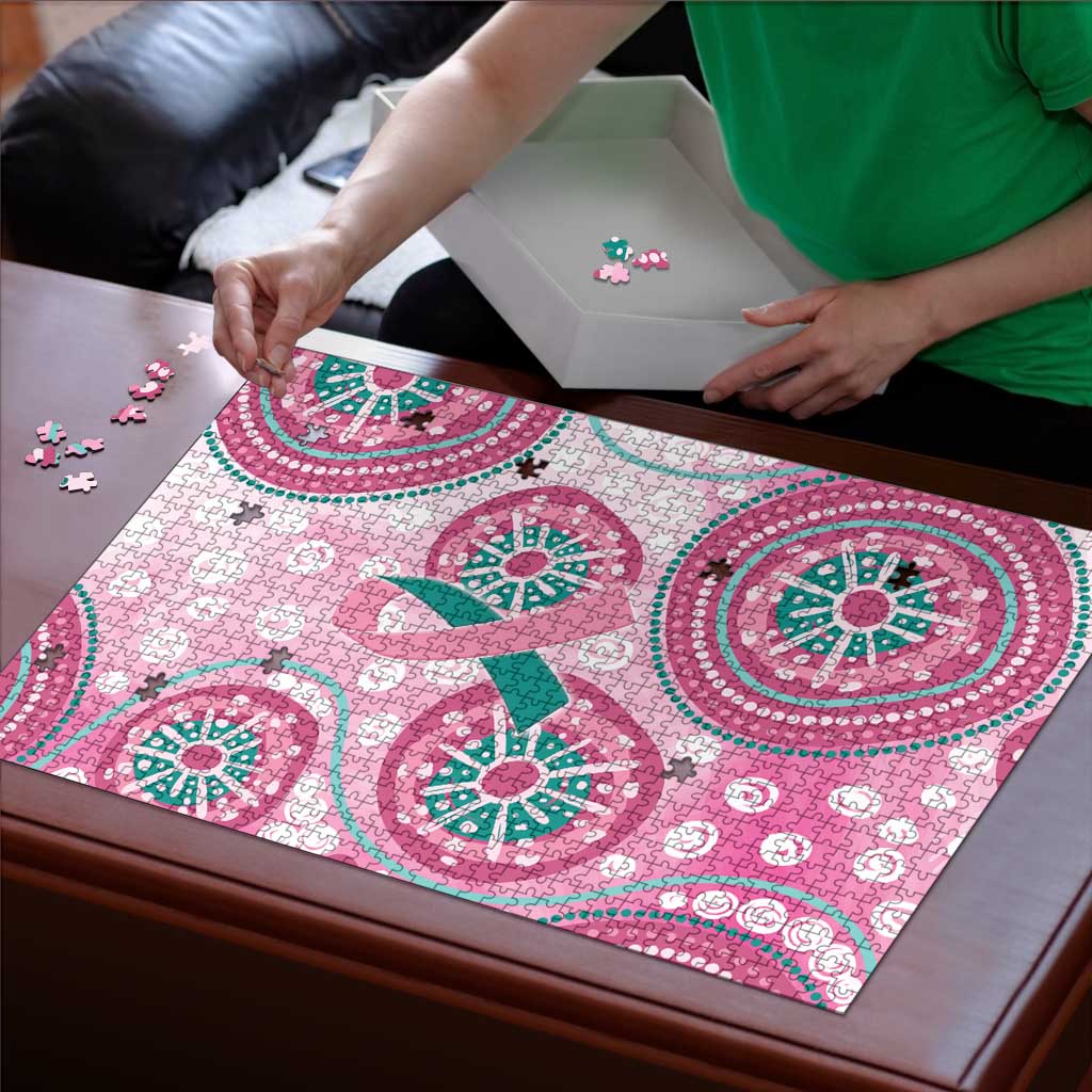 Hereditary Breast Cancer Awareness Australia Indigenous Puzzle Previvor - Aussie Hoodie