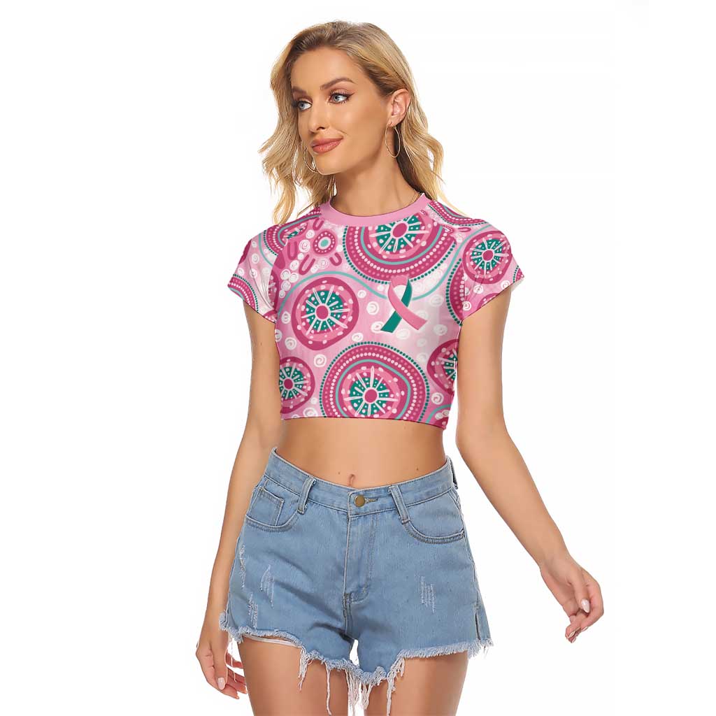 Hereditary Breast Cancer Awareness Australia Indigenous Raglan Cropped T Shirt Previvor - Aussie Hoodie