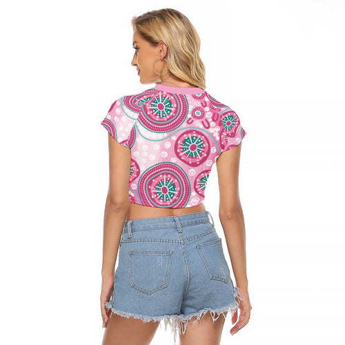 Hereditary Breast Cancer Awareness Australia Indigenous Raglan Cropped T Shirt Previvor - Aussie Hoodie