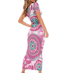 Hereditary Breast Cancer Awareness Australia Indigenous Short Sleeve Bodycon Dress Previvor - Aussie Hoodie