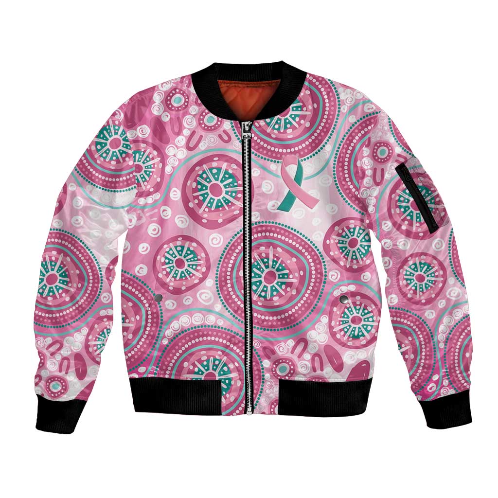 Hereditary Breast Cancer Awareness Australia Indigenous Sleeve Zip Bomber Jacket Previvor - Aussie Hoodie