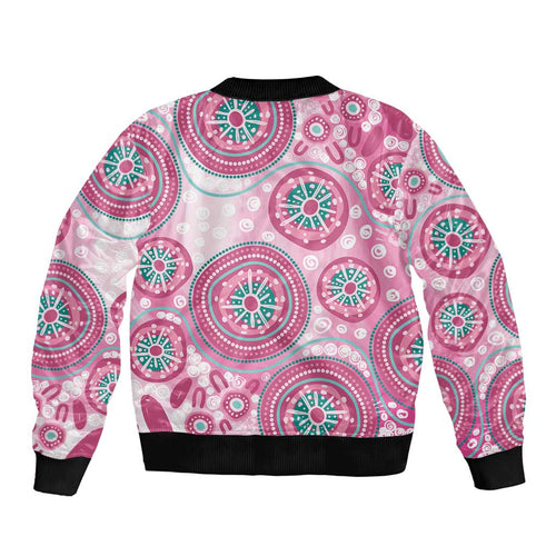 Hereditary Breast Cancer Awareness Australia Indigenous Sleeve Zip Bomber Jacket Previvor - Aussie Hoodie