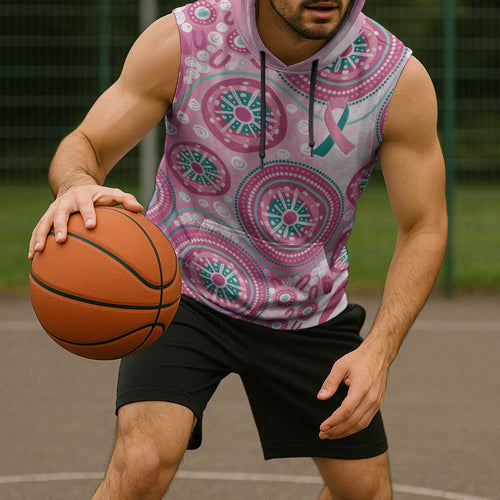Hereditary Breast Cancer Awareness Australia Indigenous Sleeveless Hoodie Previvor - Aussie Hoodie