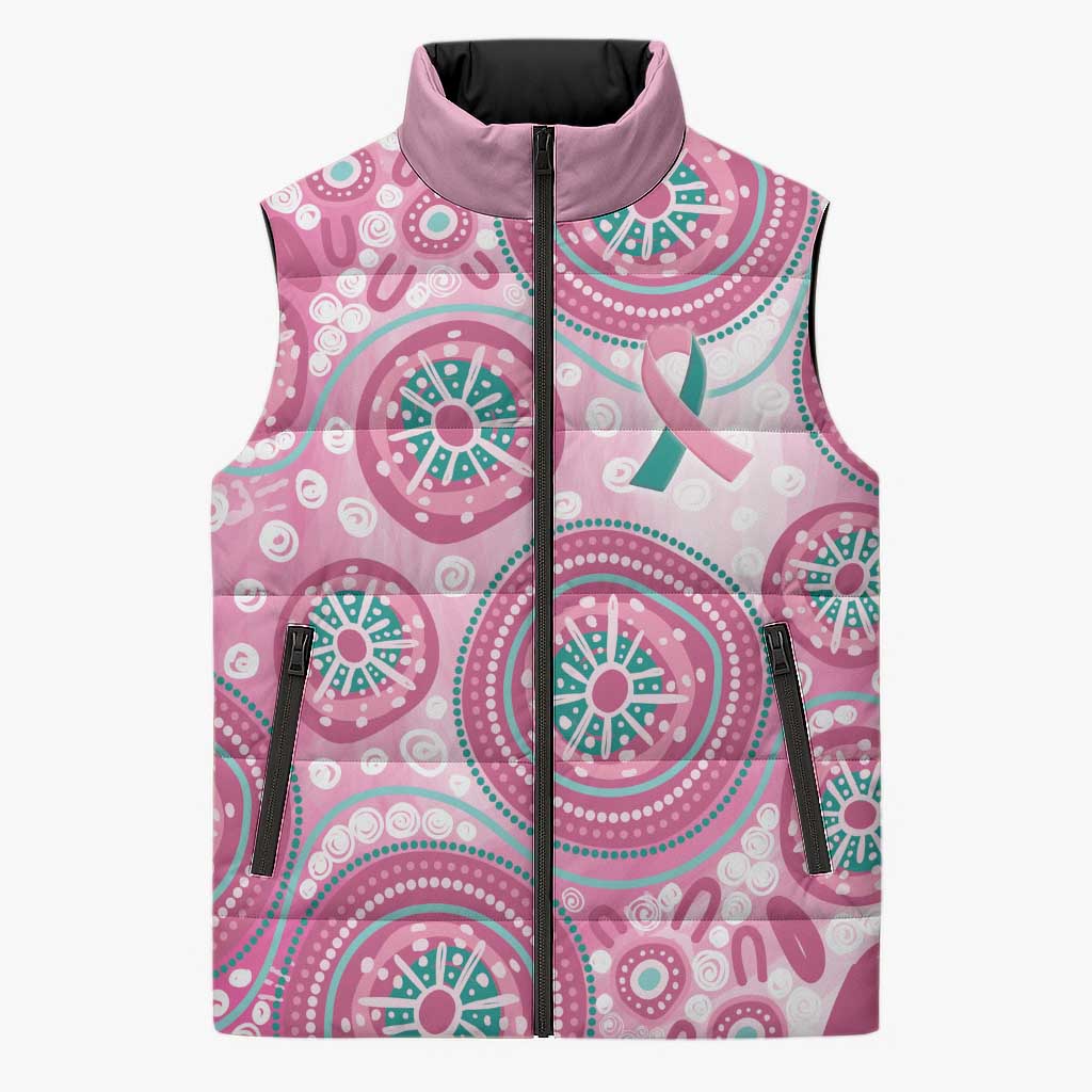 Hereditary Breast Cancer Awareness Australia Indigenous Sleeveless Puffer Jacket Previvor - Aussie Hoodie