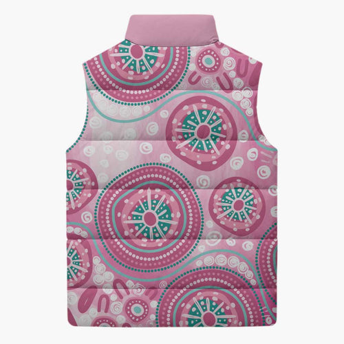 Hereditary Breast Cancer Awareness Australia Indigenous Sleeveless Puffer Jacket Previvor - Aussie Hoodie