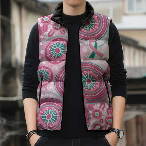Hereditary Breast Cancer Awareness Australia Indigenous Sleeveless Puffer Jacket Previvor - Aussie Hoodie