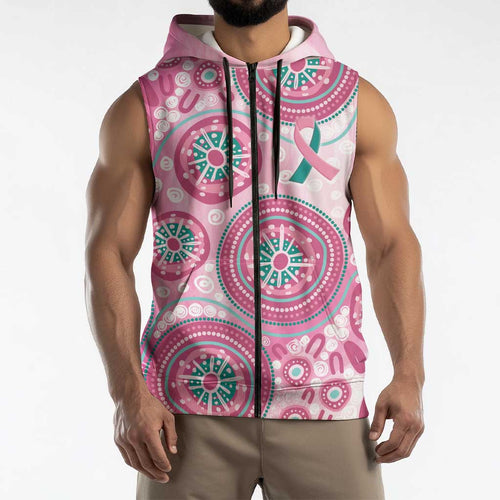 Hereditary Breast Cancer Awareness Australia Indigenous Sleeveless Zip Hoodie Previvor LT7