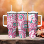 Personalized Hereditary Breast Cancer Awareness Australia Indigenous Tumbler With Handle Previvor - Aussie Hoodie
