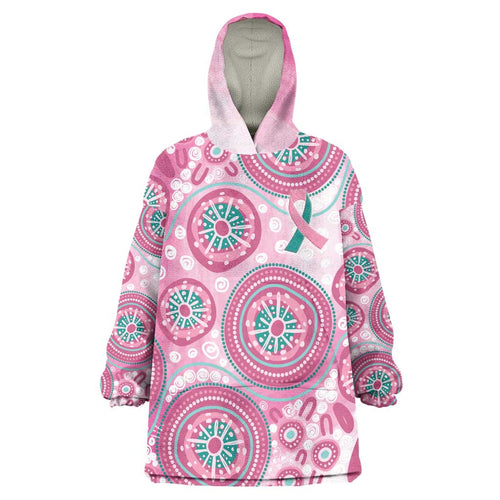 Hereditary Breast Cancer Awareness Australia Indigenous Wearable Blanket Hoodie Previvor - Aussie Hoodie