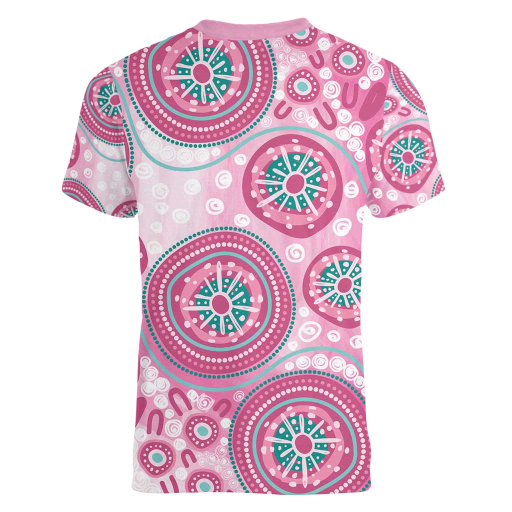 Hereditary Breast Cancer Awareness Australia Indigenous Women V-Neck T-Shirt Previvor - Aussie Hoodie