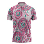 Hereditary Breast Cancer Awareness Australia Indigenous Zipper Polo Shirt Previvor - Aussie Hoodie