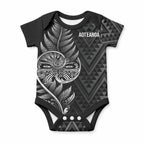 New Zealand Ta Moko Silver Fern Baby Onesie Taniko Taniwha Motifs