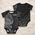 New Zealand Ta Moko Silver Fern Baby Onesie Taniko Taniwha Motifs
