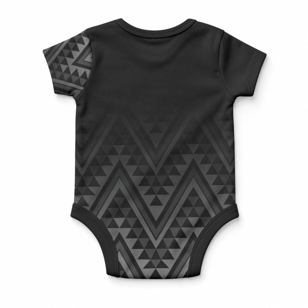 New Zealand Ta Moko Silver Fern Baby Onesie Taniko Taniwha Motifs