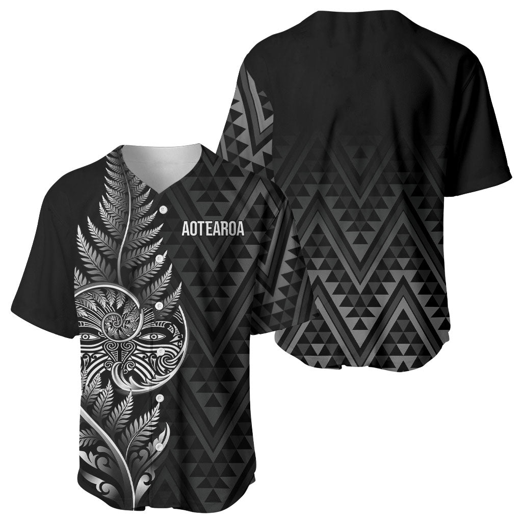 New Zealand Ta Moko Silver Fern Baseball Jersey Taniko Taniwha Motifs