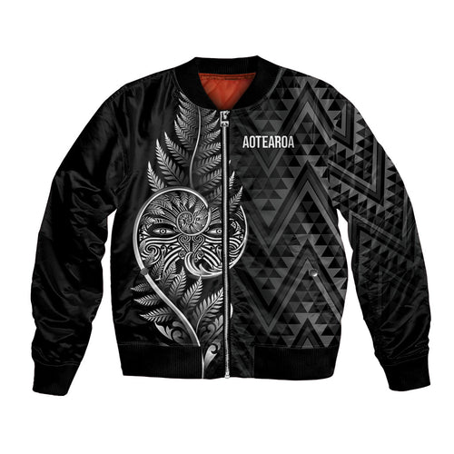 New Zealand Ta Moko Silver Fern Bomber Jacket Taniko Taniwha Motifs