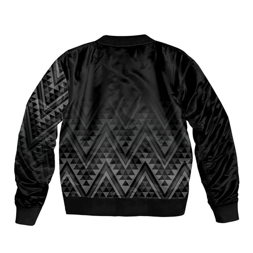 New Zealand Ta Moko Silver Fern Bomber Jacket Taniko Taniwha Motifs