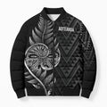 New Zealand Ta Moko Silver Fern Bomber Puffer Jacket Taniko Taniwha Motifs
