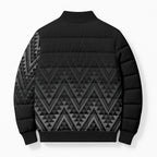 New Zealand Ta Moko Silver Fern Bomber Puffer Jacket Taniko Taniwha Motifs