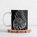 New Zealand Ta Moko Silver Fern Ceramic Mug Taniko Taniwha Motifs