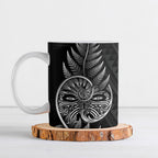New Zealand Ta Moko Silver Fern Ceramic Mug Taniko Taniwha Motifs