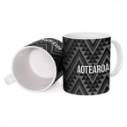 New Zealand Ta Moko Silver Fern Ceramic Mug Taniko Taniwha Motifs