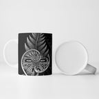New Zealand Ta Moko Silver Fern Ceramic Mug Taniko Taniwha Motifs