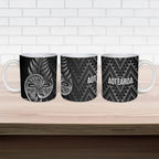 New Zealand Ta Moko Silver Fern Ceramic Mug Taniko Taniwha Motifs
