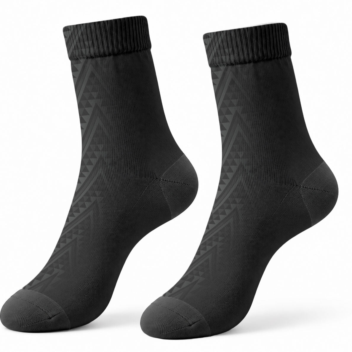 New Zealand Ta Moko Silver Fern Crew Socks Taniko Taniwha Motifs