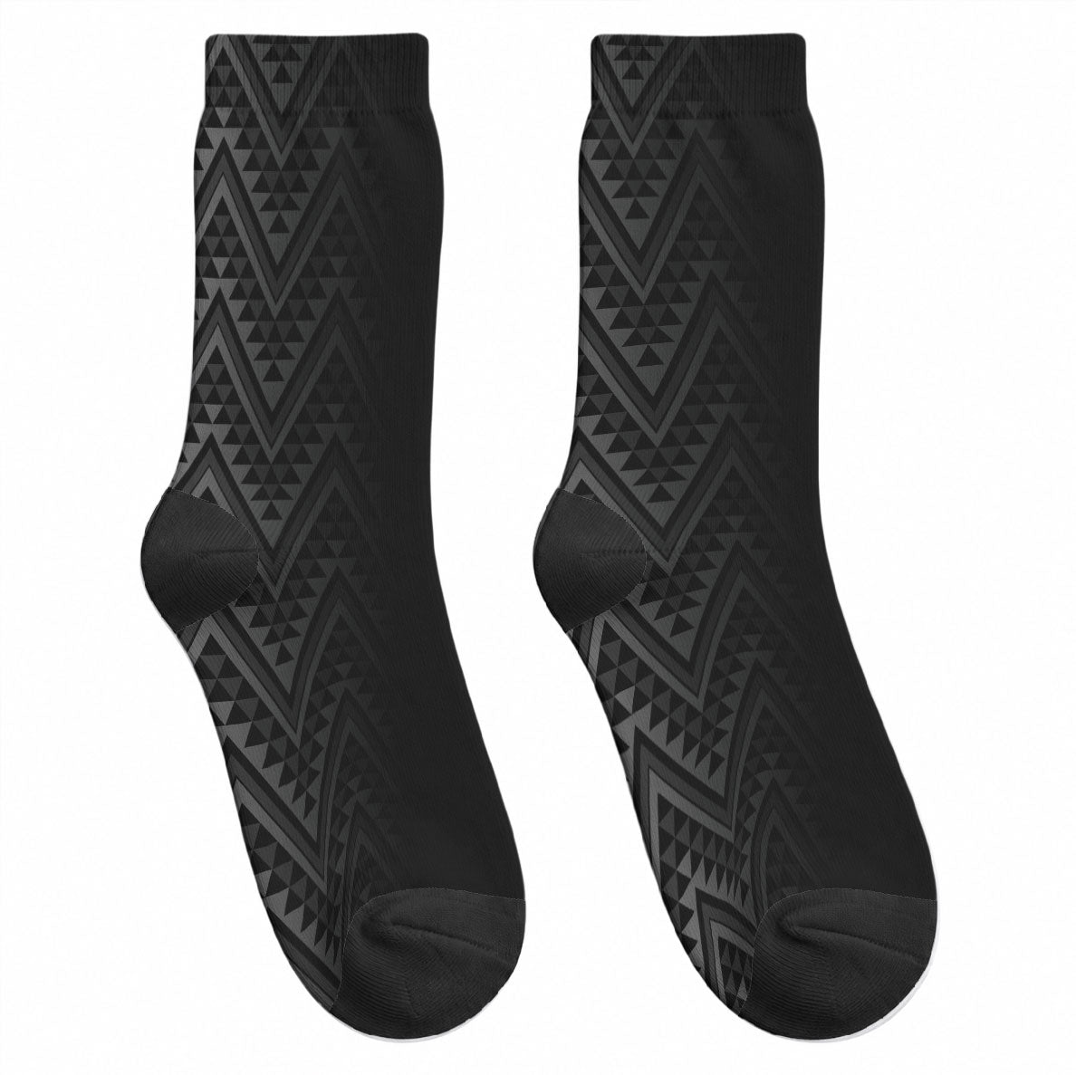 New Zealand Ta Moko Silver Fern Crew Socks Taniko Taniwha Motifs