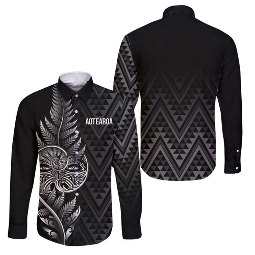 New Zealand Ta Moko Silver Fern Family Matching Puletasi and Hawaiian Shirt Taniko Taniwha Motifs