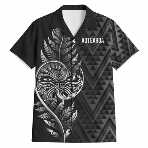 New Zealand Ta Moko Silver Fern Hawaiian Shirt Taniko Taniwha Motifs