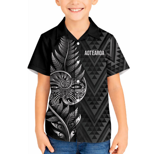 New Zealand Ta Moko Silver Fern Hawaiian Shirt Taniko Taniwha Motifs