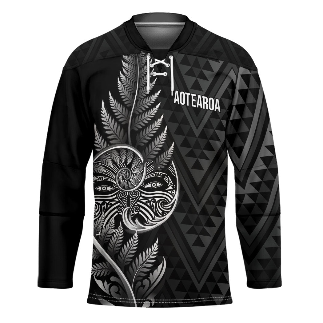 New Zealand Ta Moko Silver Fern Hockey Jersey Taniko Taniwha Motifs
