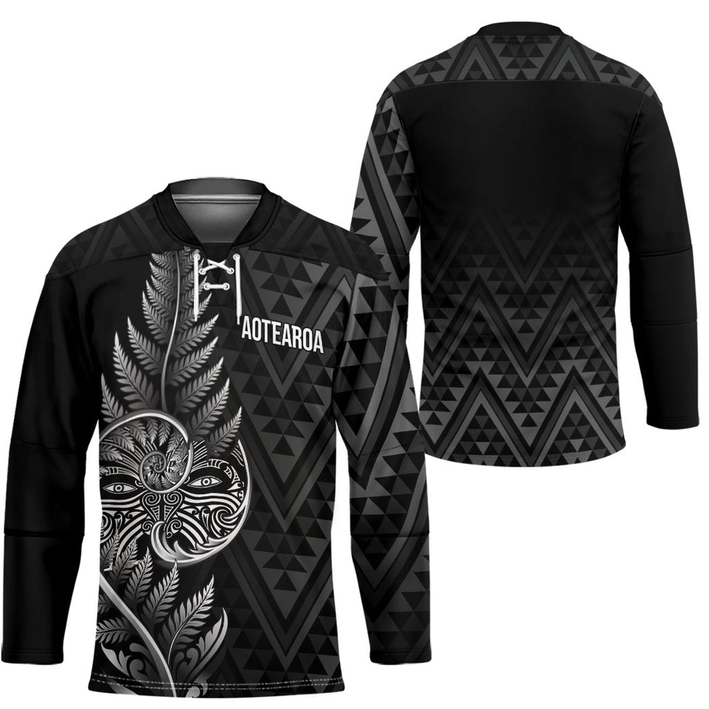 New Zealand Ta Moko Silver Fern Hockey Jersey Taniko Taniwha Motifs