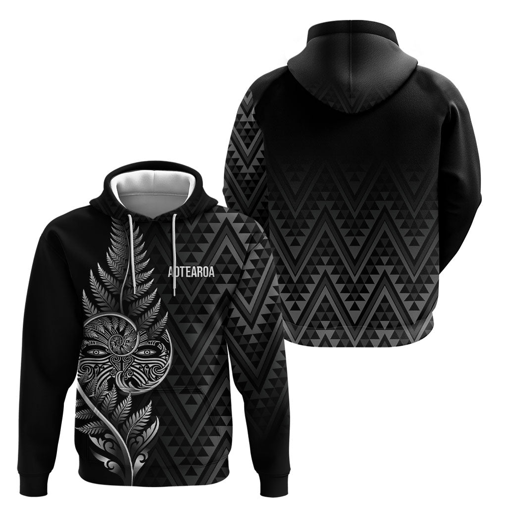 New Zealand Ta Moko Silver Fern Hoodie Taniko Taniwha Motifs