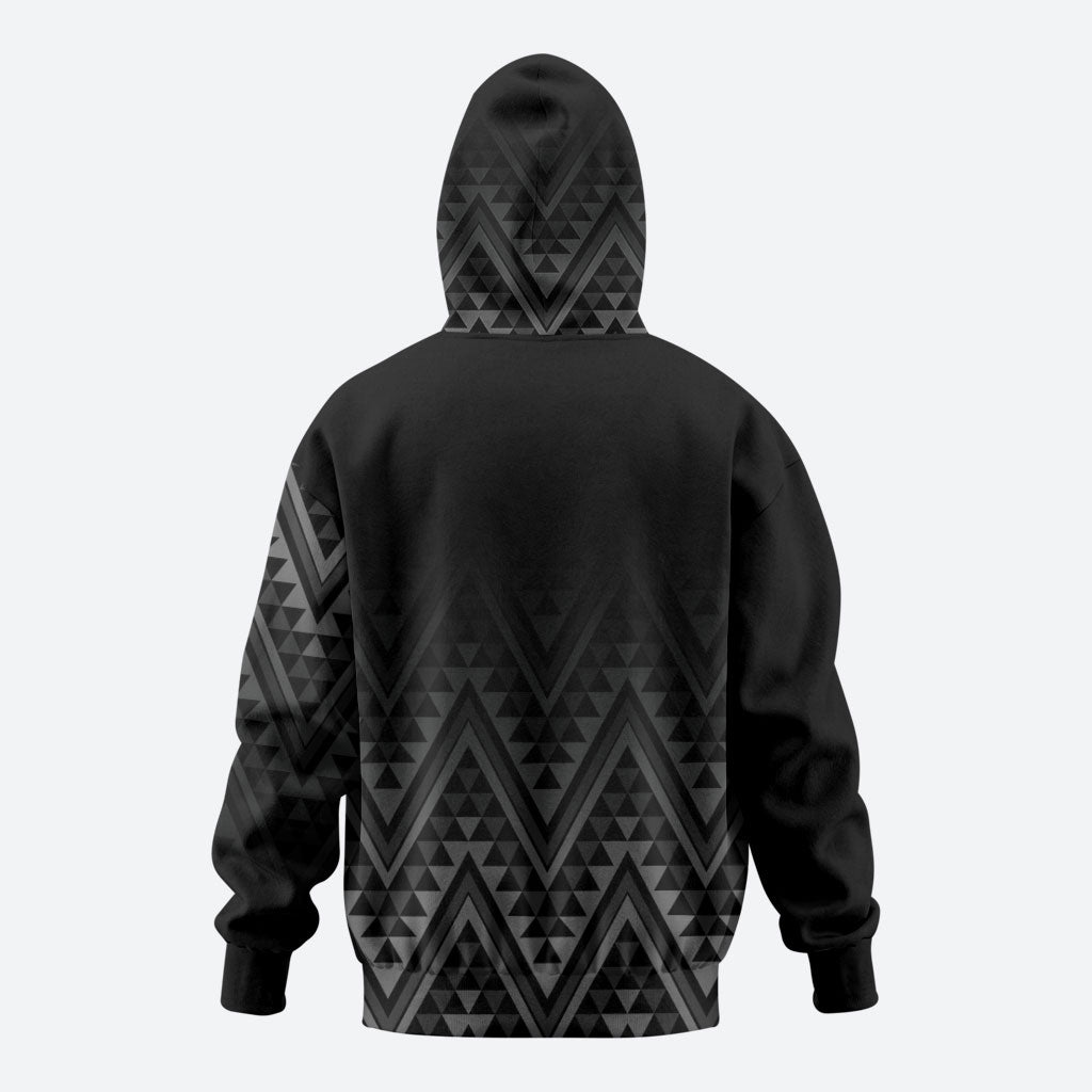 New Zealand Ta Moko Silver Fern Hoodie Taniko Taniwha Motifs