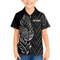 New Zealand Ta Moko Silver Fern Kid Hawaiian Shirt Taniko Taniwha Motifs