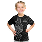New Zealand Ta Moko Silver Fern Kid T Shirt Taniko Taniwha Motifs