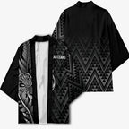 New Zealand Ta Moko Silver Fern Kimono Taniko Taniwha Motifs