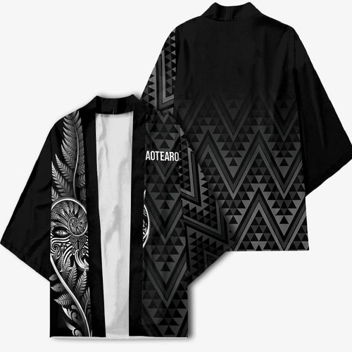 New Zealand Ta Moko Silver Fern Kimono Taniko Taniwha Motifs