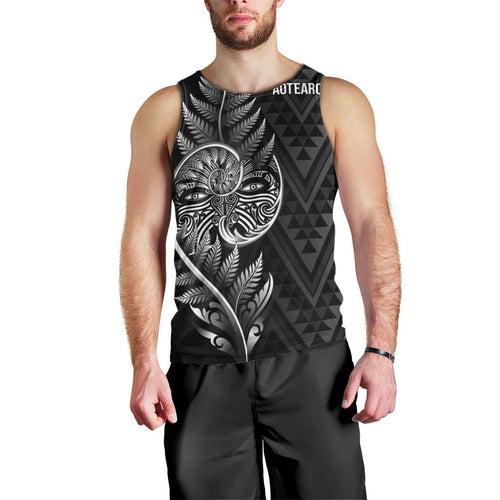 New Zealand Ta Moko Silver Fern Men Tank Top Taniko Taniwha Motifs