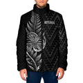 New Zealand Ta Moko Silver Fern Padded Jacket Taniko Taniwha Motifs