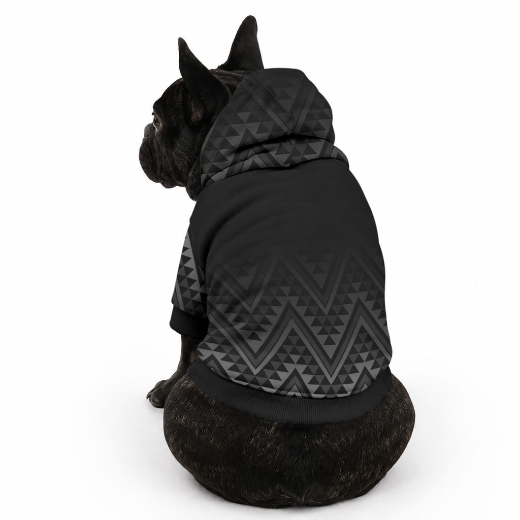 New Zealand Ta Moko Silver Fern Pet Hoodie Taniko Taniwha Motifs