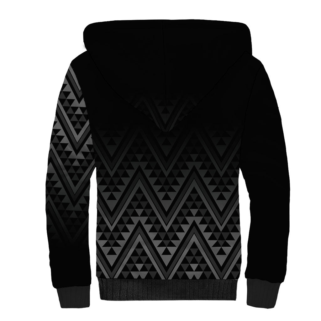 New Zealand Ta Moko Silver Fern Sherpa Hoodie Taniko Taniwha Motifs