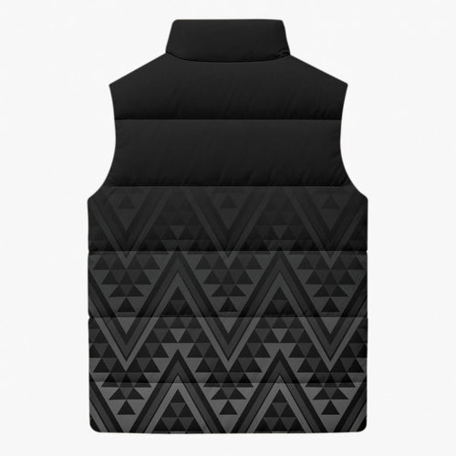 New Zealand Ta Moko Silver Fern Sleeveless Puffer Jacket Taniko Taniwha Motifs