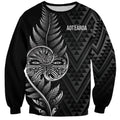 New Zealand Ta Moko Silver Fern Sweatshirt Taniko Taniwha Motifs
