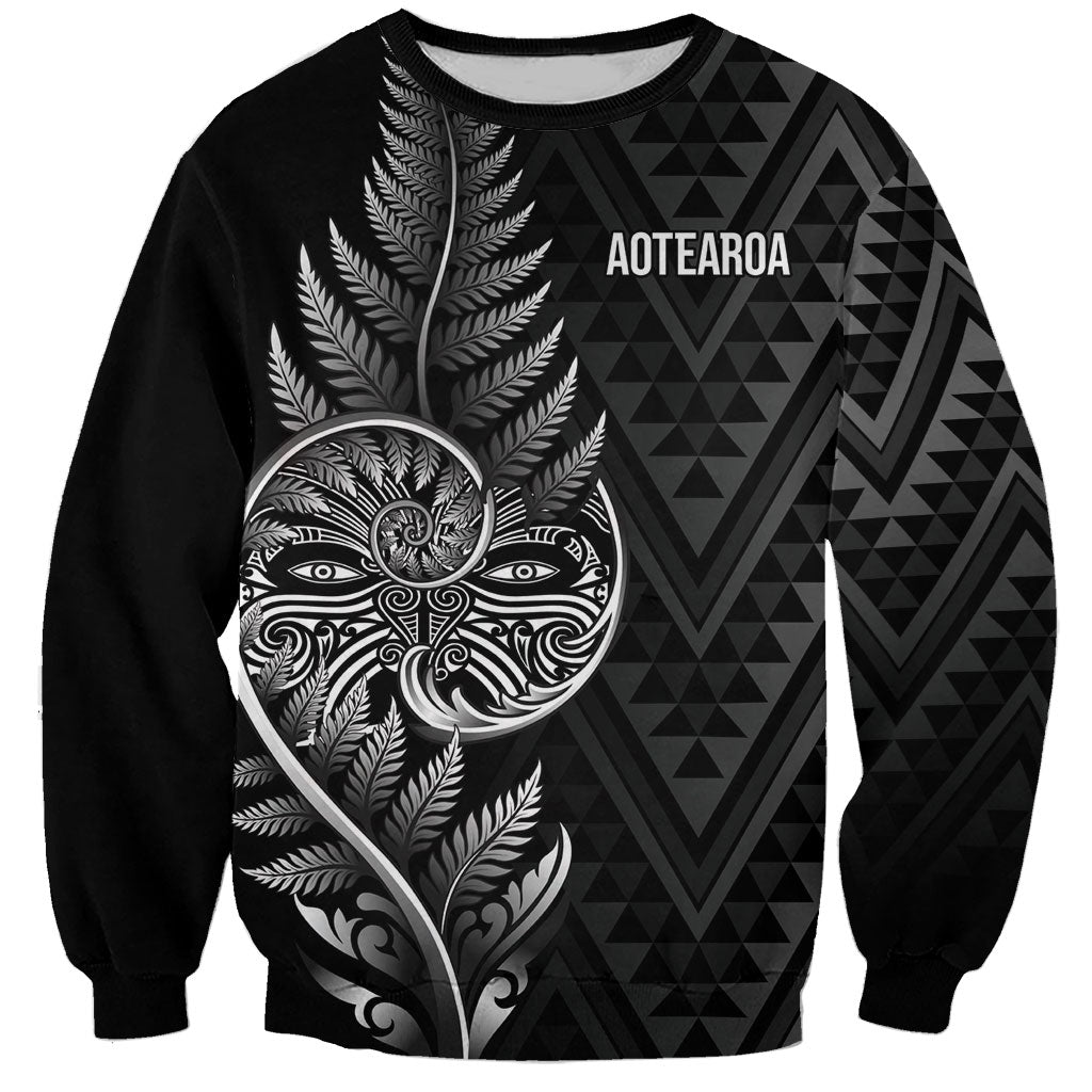 New Zealand Ta Moko Silver Fern Sweatshirt Taniko Taniwha Motifs
